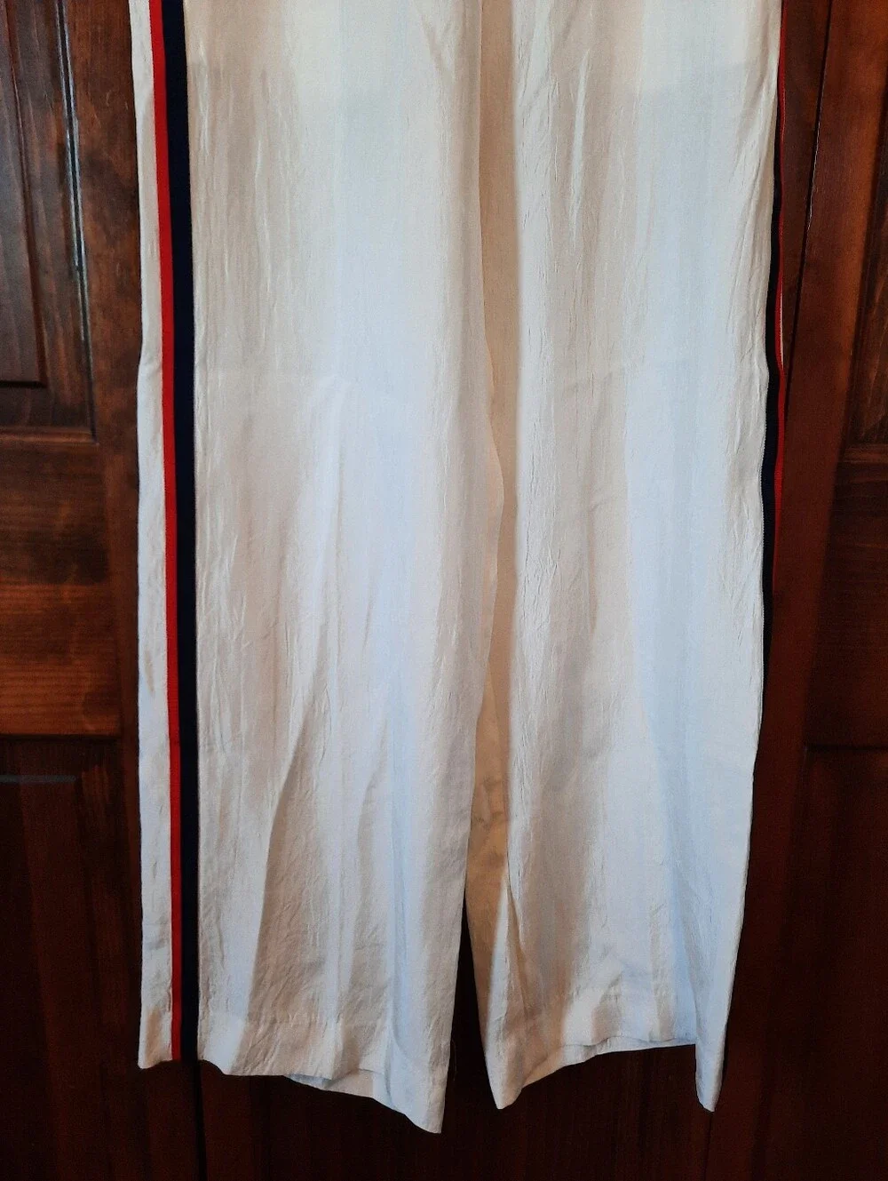 🛍NWT J. Crew Stratus Side-Stripe Ivory Textured Stain Pull-on Track Pant Size 4 - Picture 4 of 16